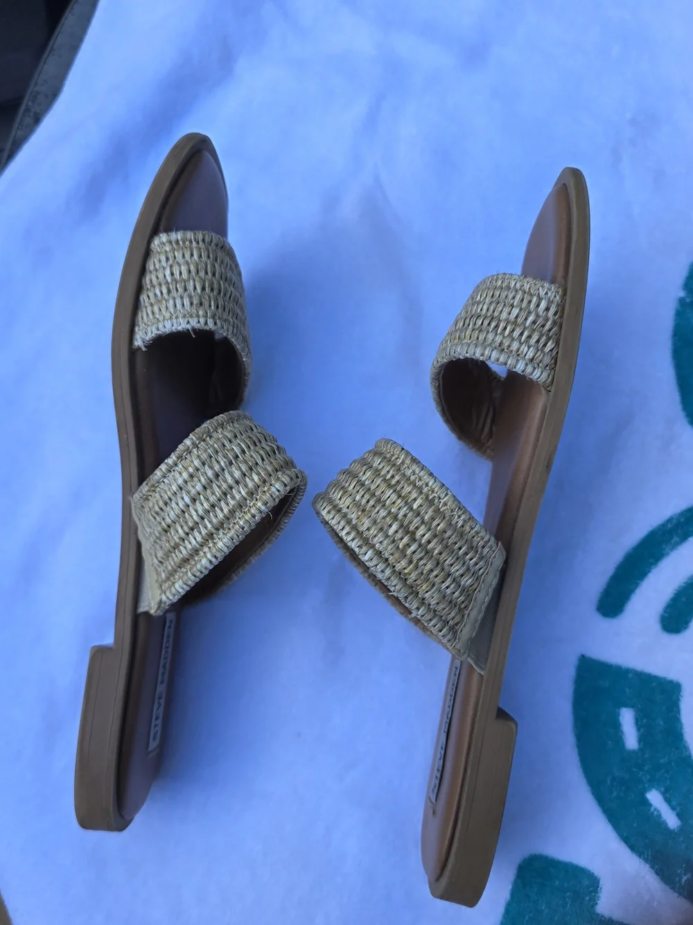 Steve Madden Tan Woven Double-Band Slide Sandals